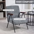 thumbnail image 4 of HOMCOM Modern Accent Chair with Wood Arms and Steel Frame for Bedroom, 4 of 10