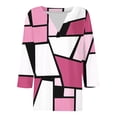 thumbnail image 5 of Women's Relaxed Fit 3/4 Sleeve Blouse, Printed V-Neck Top, 5 of 6