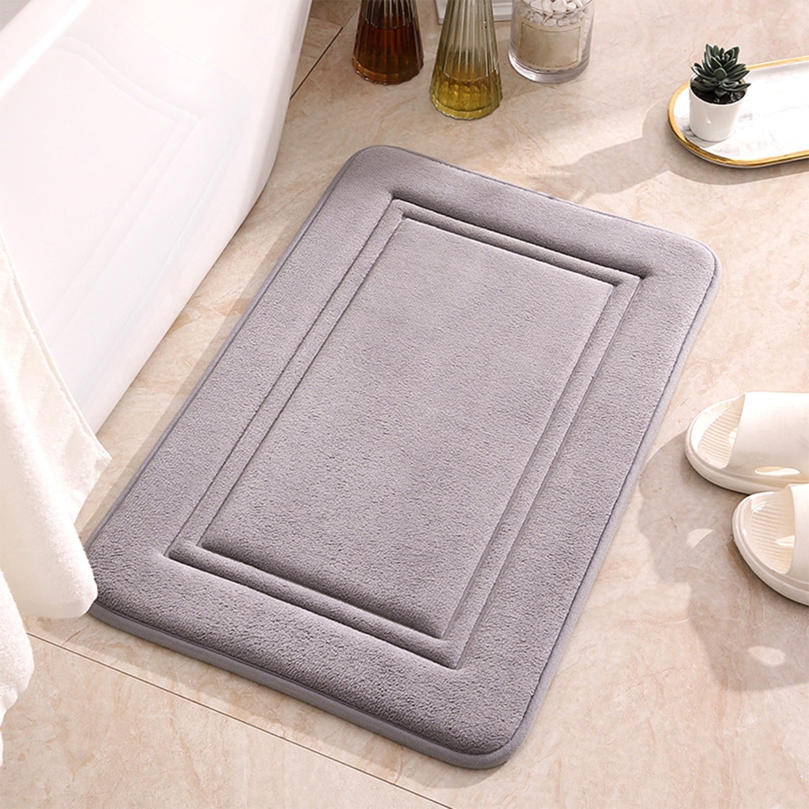 Tapis De Salle De Bain Absorbant En Mousse à Mémoire De Forme Noir 40 X
