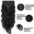 thumbnail image 3 of Benehair Clip In 100% Real Remy Human Hair Extensions Double Weft Thick Full Head 18" 20" Body Wave Wavy Curly Hair Black, 3 of 11