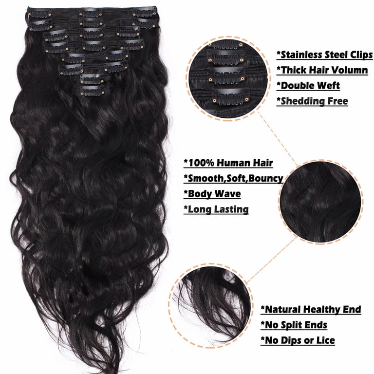 Benehair Clip In 100% Real Remy Human Hair Extensions Double  display picture 3