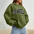 thumbnail image 4 of Los Angeles Hoodies for Women 2025 Fall Winter Long Sleeve Drop Shoulder Hooded Sweatshirt with Pockets Pullover Tops, 4 of 7