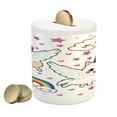 thumbnail image 1 of Unicorn Cat Piggy Bank, Comic Pop Art Style Fiction Animals Funny Faces Rainbow Horns Stars, Ceramic Coin Bank Money Box for Cash Saving, 3.6" X 3.2", Multicolor, by Ambesonne, 1 of 4
