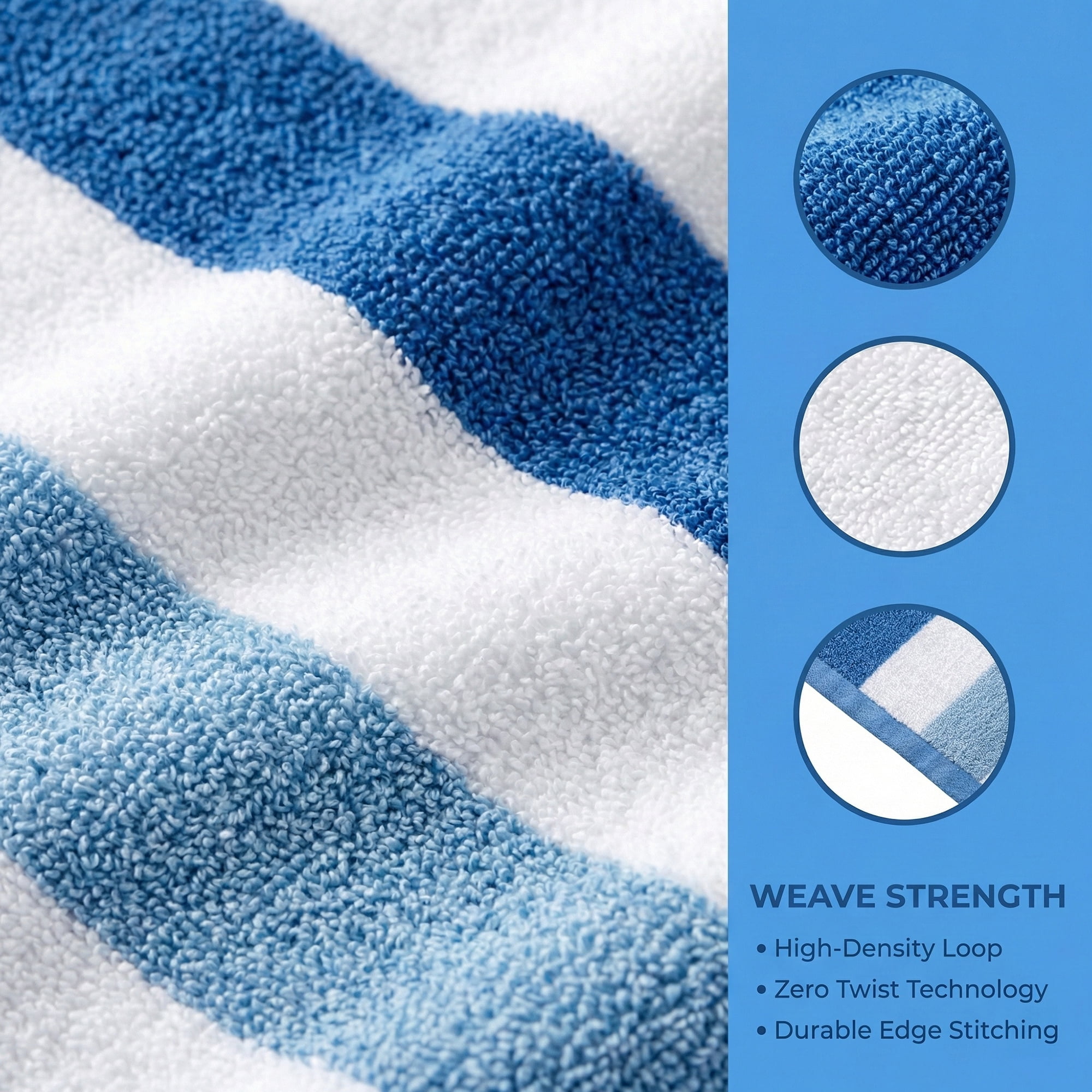 Unique Bargains Absorbent Stripe Ultra Soft Cotton Bath Towel Royal Blue 55" x 28"