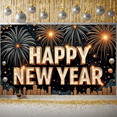 thumbnail image 5 of Fireworks Design Happy New Year Banner Golden Letters New Year Celebration Banner Balloon Decor City Festive Display for New Year Party New Year's Eve Family Gathering, 5 of 9