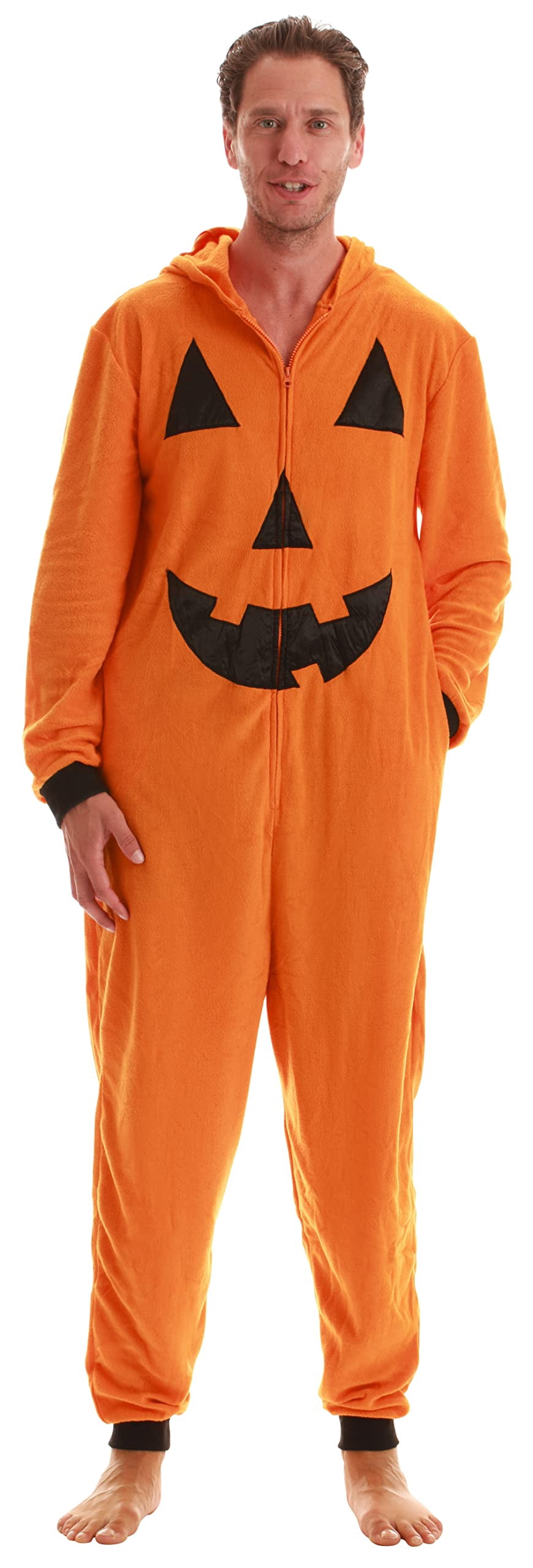#FollowMe Skeleton Adult  Halloween / Onesie / Pajamas (Pumpkin, Small)