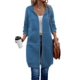 thumbnail image 2 of Chaqueta ELESOL para mujer, casual, holgada, con cremallera, con capucha, azul, 2 of 6