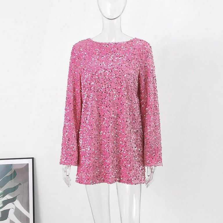 Milkmaid Dress Women, Homecoming Round Neck Long Sleeve Sparkling Sequin  Backless Bow Sexy Cute Party Dress Womens Formal Grandmother Of Bride  Dresses With Jackets Dresses (XS, Hot Pink) ZMTing - Walmart.com