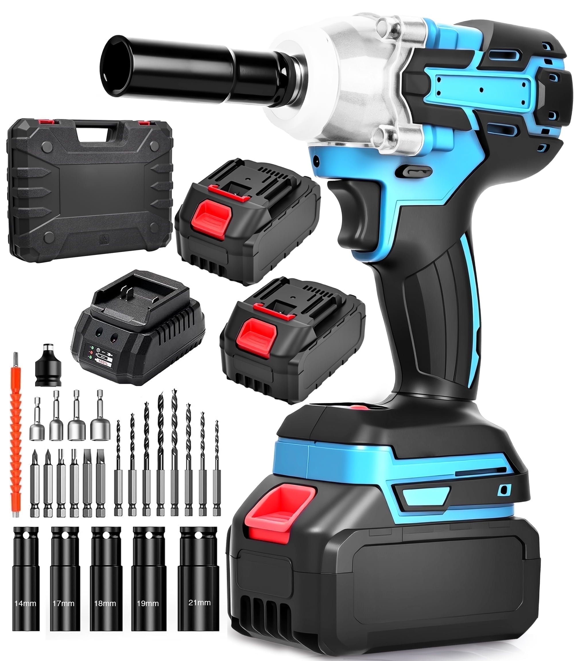 JEXUGK Cordless Electric Impact Wrench, 600Nm Torque, 2 Brushless
