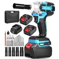 HOTREE Cordless Impact Wrench, 1/2 inch Brushless High Torque Impact Gun, 260 ft-lbs Max Torque, 3000 RPM, 2x 2.0Ah Batteries and Charge