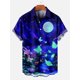 thumbnail image 3 of Camisa de cuello vuelto con estampado 3D de luna y cielo nocturno místico vintage para hombre, camisa informal de manga corta, camisas sueltas de verano para niños, 3 of 5