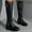 Black, variant on Knee High Boots for Women Snip Toe Chunky Heel Wide Calf Leather Boot Pull On Side Zip Shoes Classic Fashion Party Dress Booties Brown 40