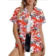 thumbnail image 2 of WCMZJ Hawaiian Shirts for Women Summer Beach Shirt Tropical Shirts Womens Hawaii Button Down Short Sleeve Blouses Button Up Tops Red XXXL, 2 of 6