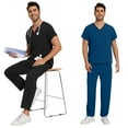 thumbnail image 4 of HardyComforts Medical Uniform Scrubs Set Scrub Top and Pants Scrub for Men Set Four Season Comfort Fits Scrub Set with 10 Pockets BLACK SIZE XXL, 4 of 8