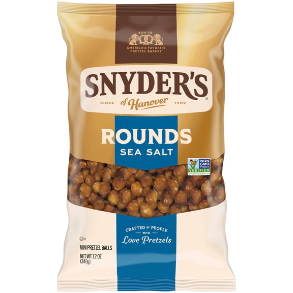 Snyder's of Hanover Sea Salt Mini Pretzel Rounds, 12 oz Bag