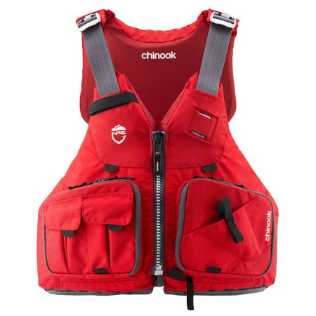 NRS PFD Foam Chinook Unisex Fishing Kayak Lifejacket, Red, Size