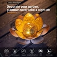 thumbnail image 2 of KOMI Garden Solar Lights Outdoor(2Pack) , Amber Crackle Globe Glass Lotus Decoration , Waterproof Orange Metal LED Flower Lights for Patio,Lawn,Walkway,Tabletop,Ground, Garden Gifts for Women, 2 of 7