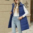 thumbnail image 5 of Women Long Puffer Vest Solid Color Full Zip Up Quilted Sleeveless Jacket Lightweight Winter Puffer Outerwear, 5 of 6