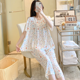 thumbnail image 5 of Pijama de seda de algodón de manga corta de verano para mujer, estilo occidental, fino, con aire acondicionado, ropa de casa, traje de seda de algodón para estudiantes dulces para niñas, 5 of 6