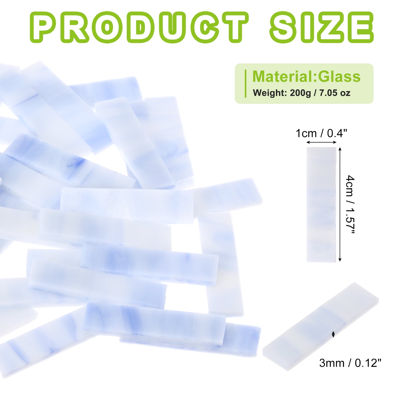 Stained Glass Strip, Gray Blue Mosaic Tiles 200g/7.05 oz