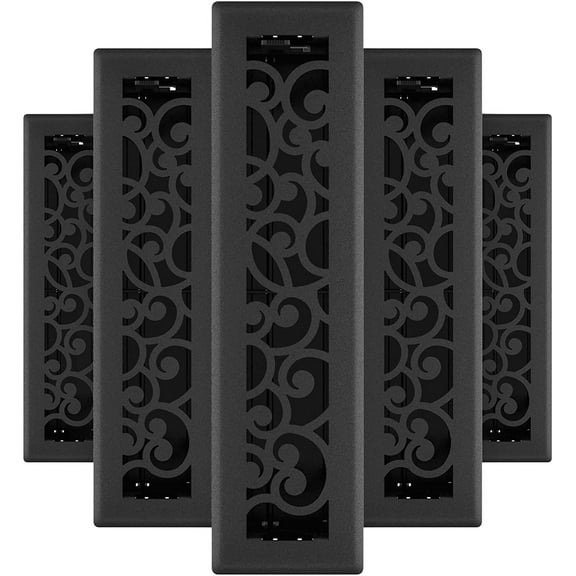 Imperial RG3457 Wonderland Decorative Floor Register, Black Iron, 5 Pack