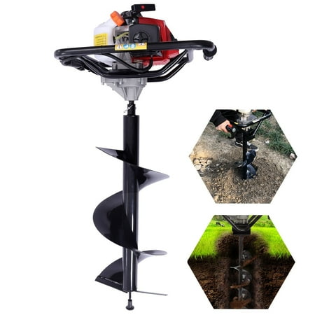 Anqidi 63CC 2 Stroke Gas Powered Post Hole Digger Earth Auger Machine Plant Fence Ground Drill w/12" Single Leaf Bit, 3HP 7500rpm