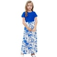 thumbnail image 5 of Riecok Tween Girls Simple Tie-Dye Print Pocket Short Sleeve Dress Ruffle Long Dress Casual Summer Dress Kids Fashion Blue 11 Years, 5 of 8