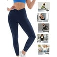 thumbnail image 6 of Hanerdun 2PCS Womens High Waist Yoga Leggings with 2 Pockets Workout Running Pants Activewear Black/Navy Blue M, 6 of 6