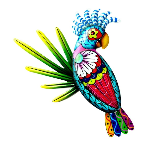 Metal Parrot Wall Art Decor Colorful Birds 3D Outdoor Sculpture Iron Outdoor Hanging Decor Ornaments Wall Art Decorations for Living Room Patio Yellow