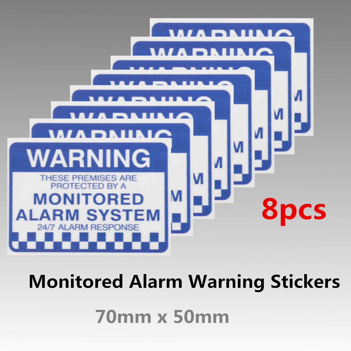 Monitored alarm Warning stickers 100 pack quality 7 yr water & fade proof vinyl 