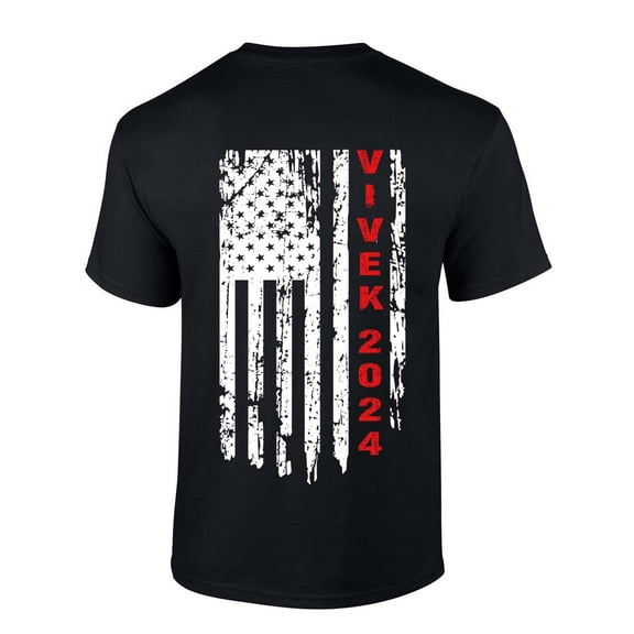 Men's Vivek Ramaswamy Tshirt Vivek 2024 Distressed American Flag Short Sleeve T-shirt Graphic Tee-Black-xxxl