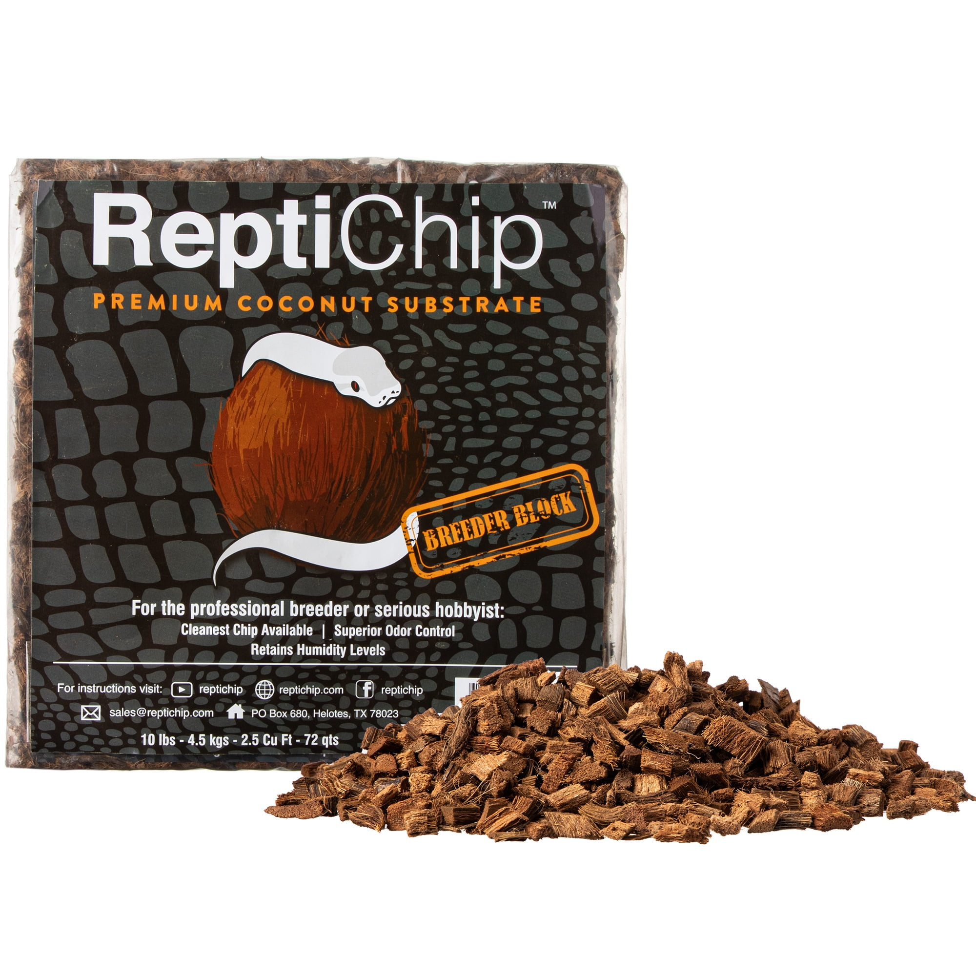 Boas and Amphibians ReptiChip Premium Coconut Reptile Substrate 72 Quarts Lizards Perfect for Pythons 