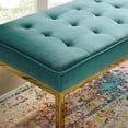 thumbnail image 5 of Contemporary Modern Urban Designer Living Room Lounge Club Lobby Accent Chair Bench, Velvet Fabric, Gold Aqua Blue, 5 of 5