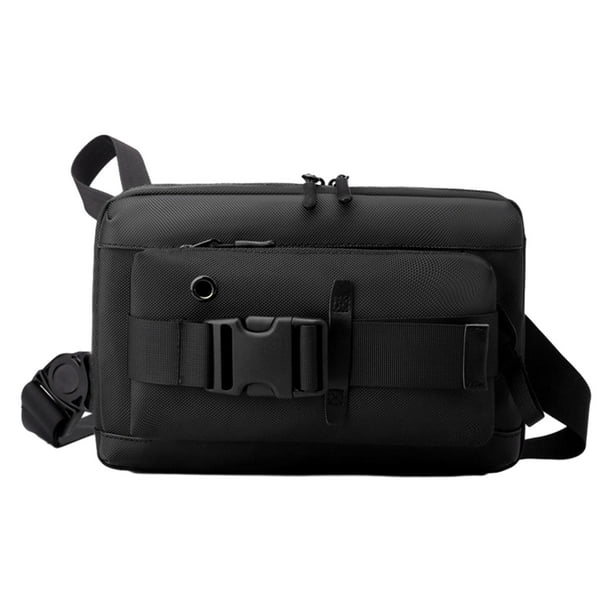 Bolso de pecho para hombre con cierre de cremallera, moderno bolso bandolera tipo bandolera para el día a día. Negro
