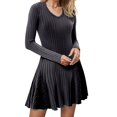 thumbnail image 2 of felwors Women's Long Sleeve Sweater Maxi Dresses V Neck Casual Fall A-Line Fall Long Dresses Dark Gray, XXL, 2 of 9