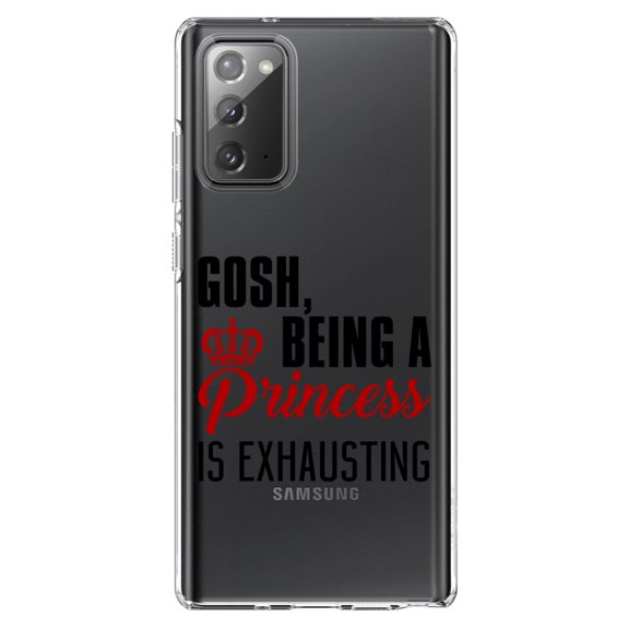 DistinctInk Clear Shockproof Hybrid Case for Galaxy Note 20 ULTRA (6.9" Screen) - TPU Bumper Acrylic Back Tempered Glass Screen Protector - Gosh Being a Princess is Exhausting