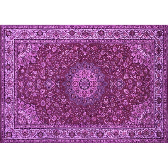 Ahgly Company Indoor Rectangle Medallion Purple Traditional Area Rugs, 8' x 10'