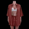 thumbnail image 6 of Idoravan Women Sets Clothing Clearance Womens Solid Color Single Breasted Short Sleeve Shirt Shorts Loose Casual Suit, 6 of 9
