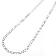925 Sterling Silver Italian 3mm Curb Link Solid Necklace Chain 16" - 30" for Men & Women (28)