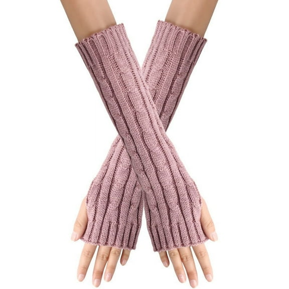 Aoochasliy Winter Gloves Clearance Women Winter Wrist Arm Warmer Solid Knitted Long Fingerless Gloves