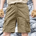 thumbnail image 4 of Quick Dry Athletic Shorts Men's Cargo Shorts 5 Inch Relaxed Fits Button Waist Quick Dry Lightweight Loose Outdoor Hiking with Multi Pocket Brown S, 4 of 6