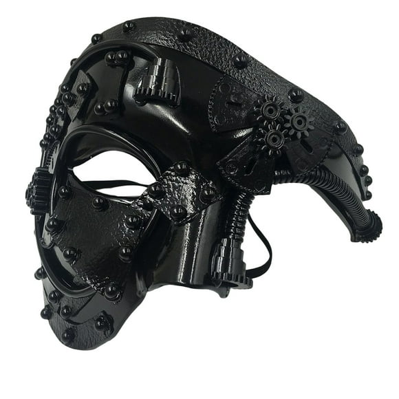 yingyy Cosplay Steampunk Mask Mechanical Equipment Skull Half Face Cover One-eyed Costume Masks Christmas Masquerade Party Props Adult Black