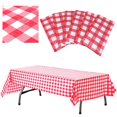 thumbnail image 1 of AnapoliZ Plastic Checkered Tablecloth 6 Pcs Pack - 54 Wide x 108 Long Red and White Picnic Disposable Table Cover Rectangular Gingham Tablecover for Birthdays, Carnivals, Parties, 1 of 4