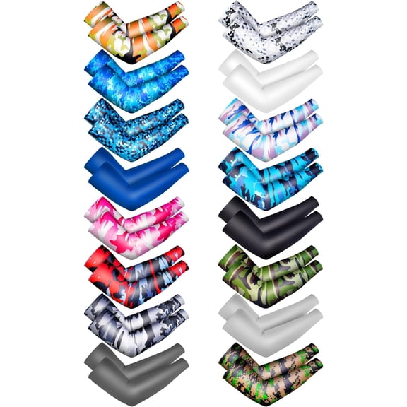 16 Pairs  Arm Sleeves for  Basketball Baseball Arm Sleeves UV Sun Protection Cooling Arm Cover Sleeve
