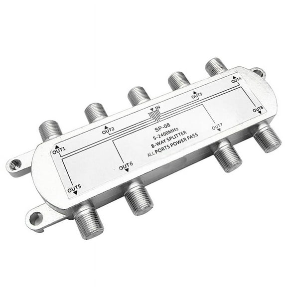 AOOOWER 8-Way Coaxial Cable Splitters 5-2400MHz CATV Antenna System 1 in 8 Out Splitter