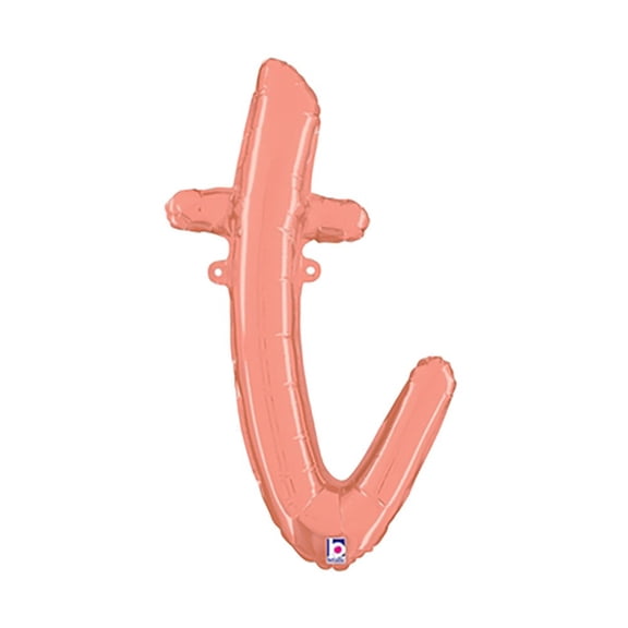 24 inch Script Letter T - Rose Gold (Air-Fill Only) Betallic Foil Mylar Balloon - Party Supplies Decorations