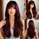 thumbnail image 1 of Pelucas sintéticas largas de castaño con flequillo para mujer, peluca de cabello Natural ondulado para el cuerpo, fibra resistente al calor para Cosplay de fiesta diaria, 1 of 4