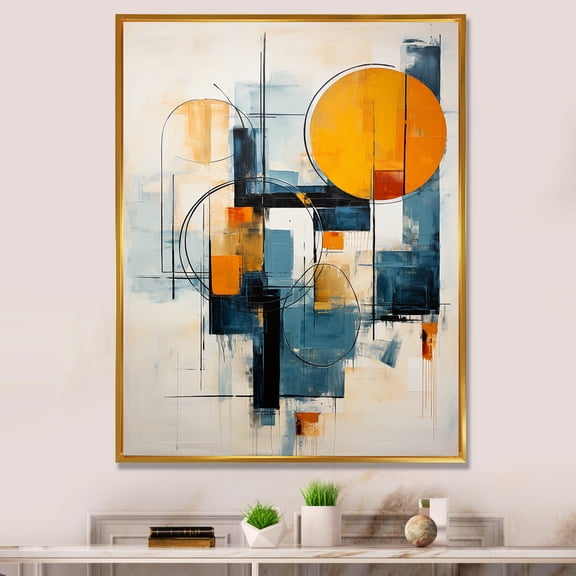 Designart "Retro Reflections Colorful Mid Century Vibes II" Abstract Floater Framed Wall Art Print