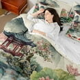thumbnail image 5 of Feelyou Lake Lotus Fish Twin Bedding Sets 7-Piece, Chinese Style Garden Bedding Comforter Set, Vintage Watercolor Reversible Sheet Sets, Microfiber Bedroom Decor, 5 of 8