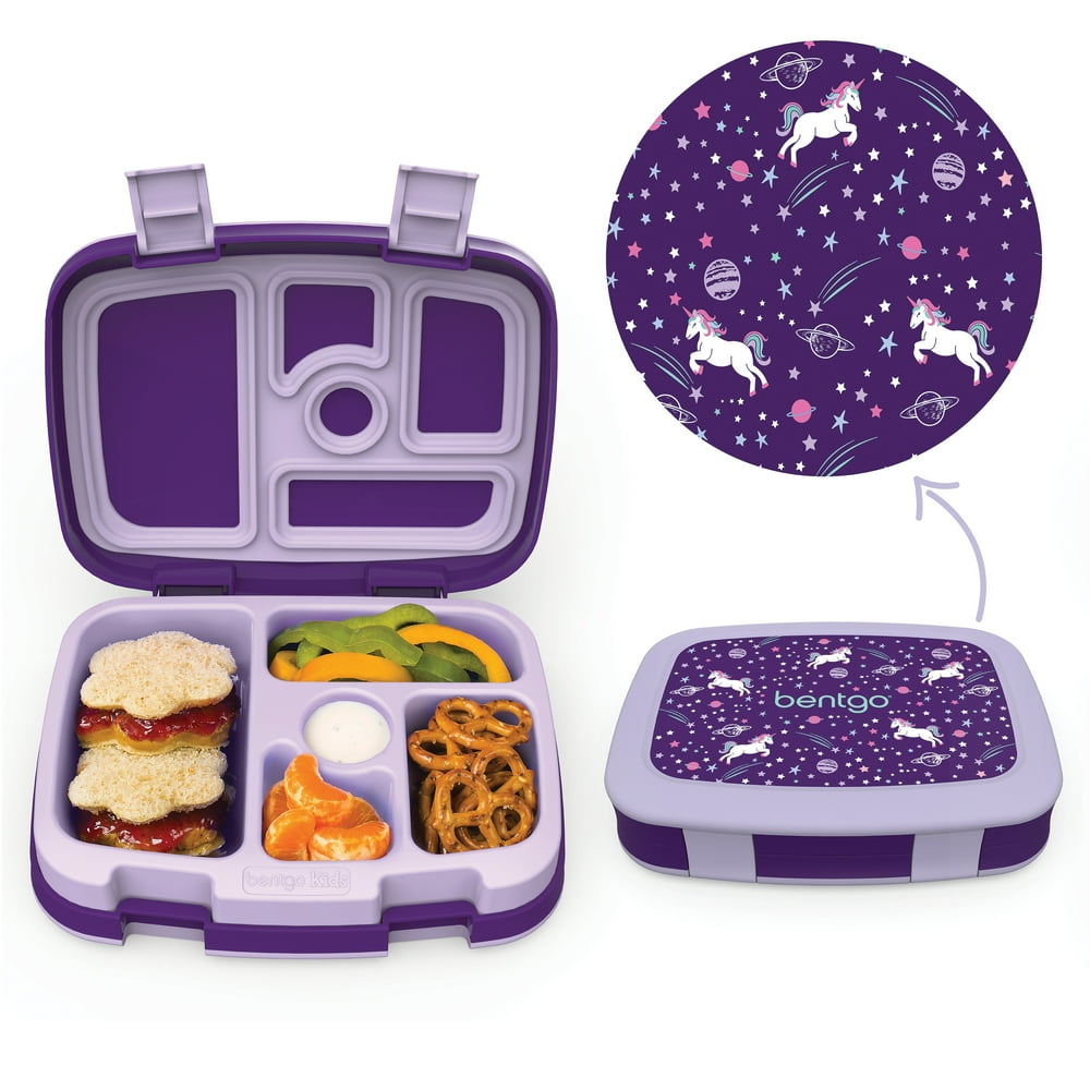 Bentgo Kids Unicorn Lunch Box - BPA-Free, Leak-Proof With Portioned